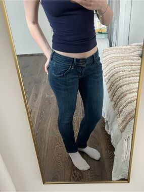Vintage Low Rise Dark Blue Women's Slim Fit Hudon Jeans
